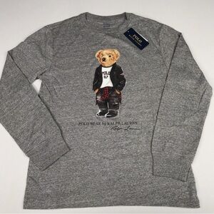Polo by Ralph Lauren Heather Gray Bear Long Sleeve Tee